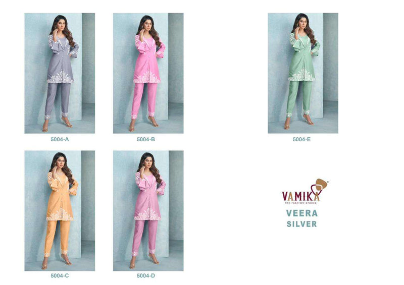 Veera Silver By Vamika Fancy Rayon Kurti With Pant Designer Work Cord Set