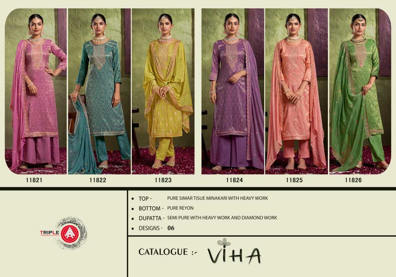 Triple A Viha Triple A Simar Tisue Minakari With Heavy Work Unstitched Salwar Suit