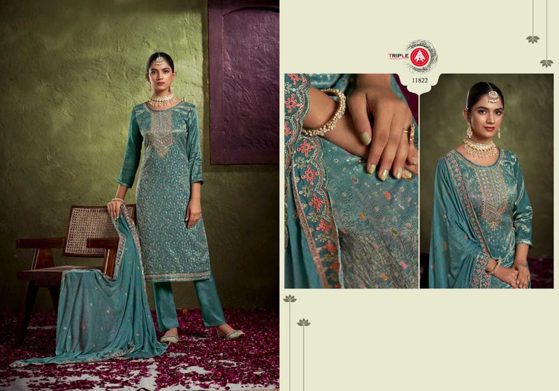 Triple A Viha Triple A Simar Tisue Minakari With Heavy Work Unstitched Salwar Suit