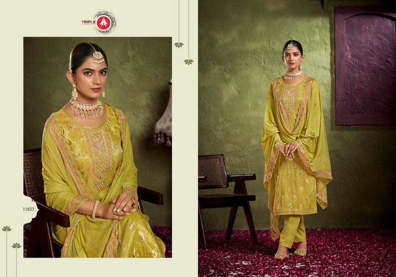 Triple A Viha Triple A Simar Tisue Minakari With Heavy Work Unstitched Salwar Suit