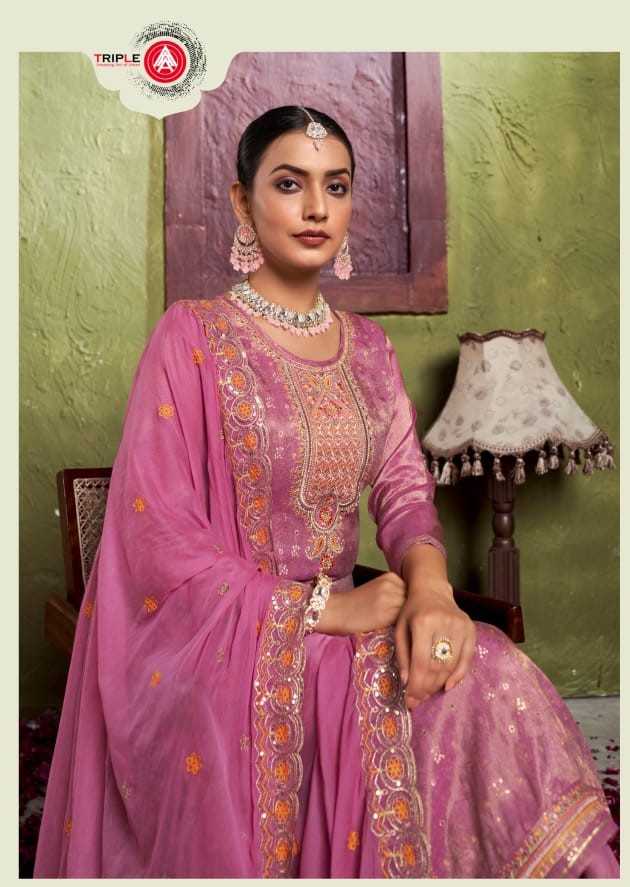 Triple A Viha Triple A Simar Tisue Minakari With Heavy Work Unstitched Salwar Suit