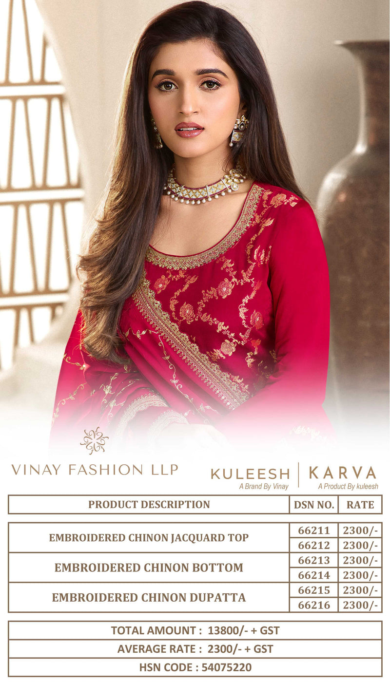 Vinay Fashion Karwaa Viscose Chinon Jacquard Embroidered Partywear Salwar Suit
