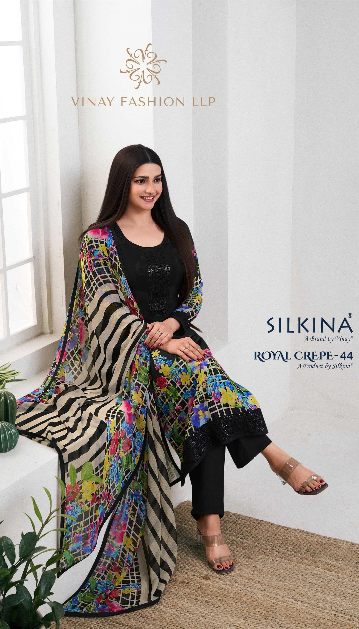 Vinay Fashion Silkina Royal Crepe Vol 44 Crape Digital Printed With Em
