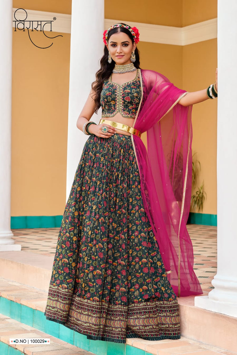 Virasat Saanvi Chinnon Fancy Printed Work Exclusive Lehnga Choli Collection