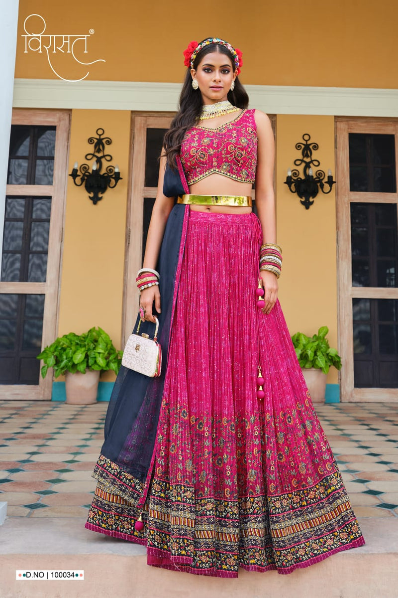 Virasat Saanvi Chinnon Fancy Printed Work Exclusive Lehnga Choli Collection