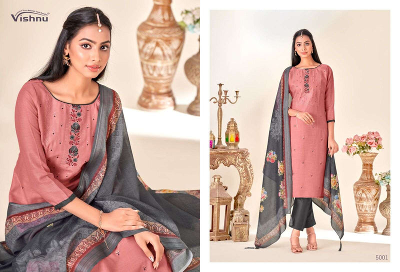 Vishnu Impex Kareena Linen Slub Casual Wear Printed Salwar suits