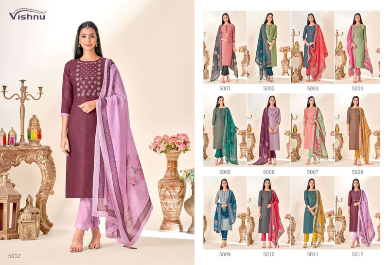 Vishnu Impex Kareena Linen Slub Casual Wear Printed Salwar suits