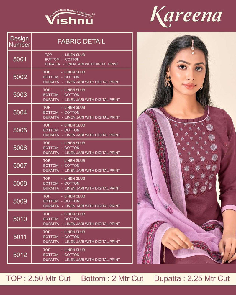 Vishnu Impex Kareena Linen Slub Casual Wear Printed Salwar suits