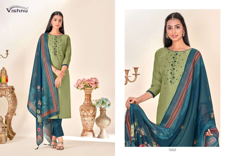 Vishnu Impex Kareena Linen Slub Casual Wear Printed Salwar suits