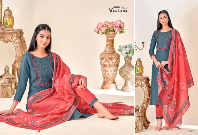 Vishnu Impex Kareena Linen Slub Casual Wear Printed Salwar suits