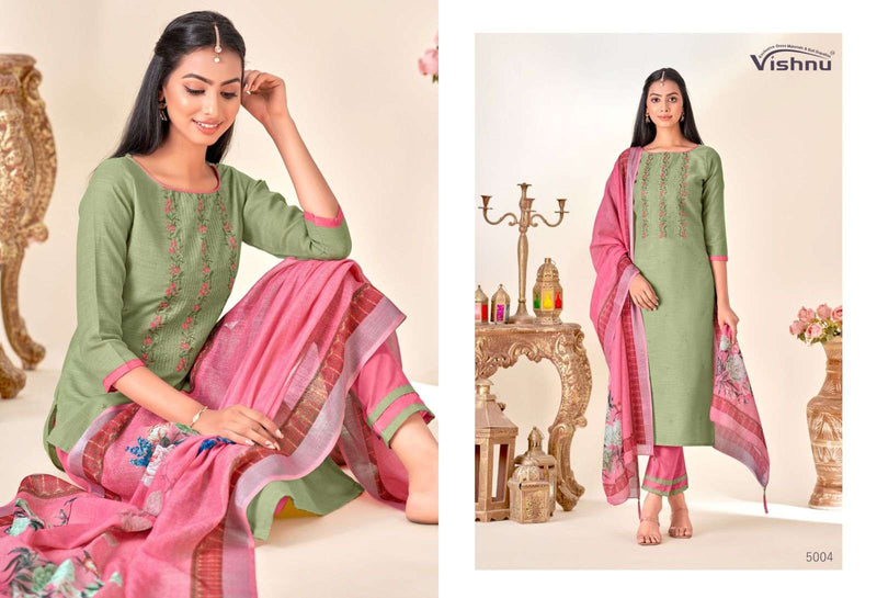 Vishnu Impex Kareena Linen Slub Casual Wear Printed Salwar suits