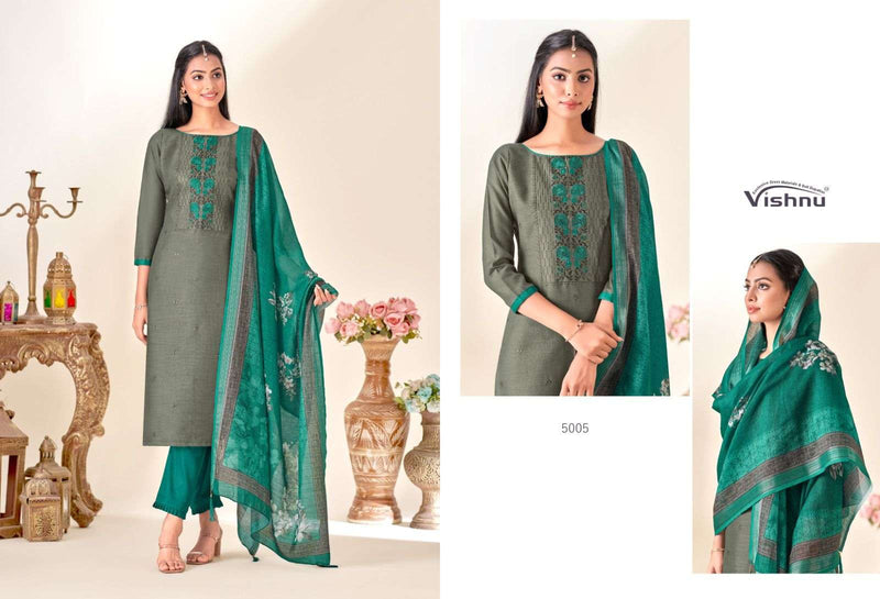 Vishnu Impex Kareena Linen Slub Casual Wear Printed Salwar suits