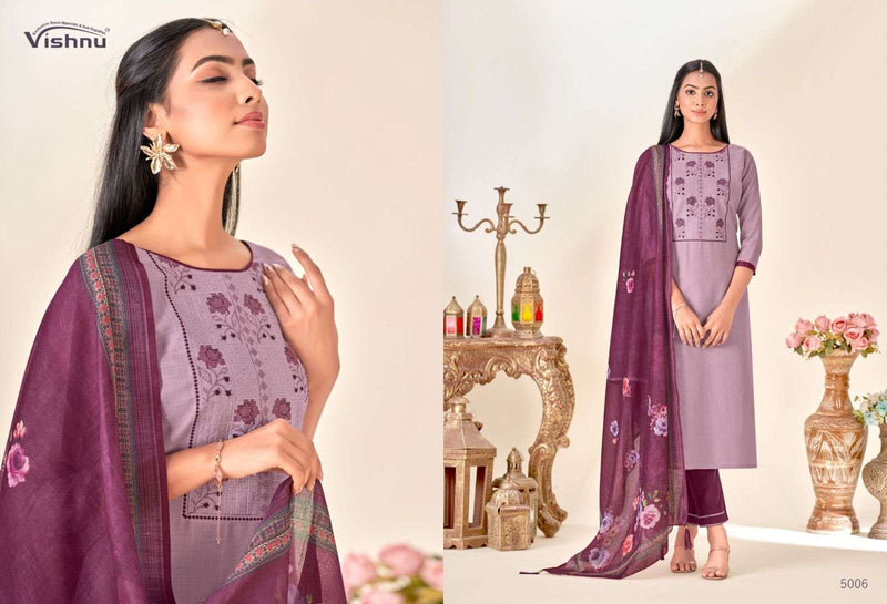 Vishnu Impex Kareena Linen Slub Casual Wear Printed Salwar suits