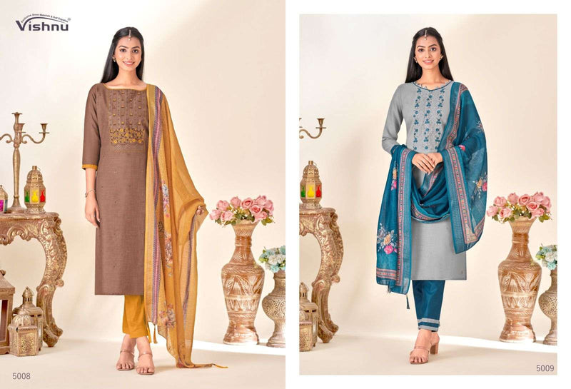Vishnu Impex Kareena Linen Slub Casual Wear Printed Salwar suits