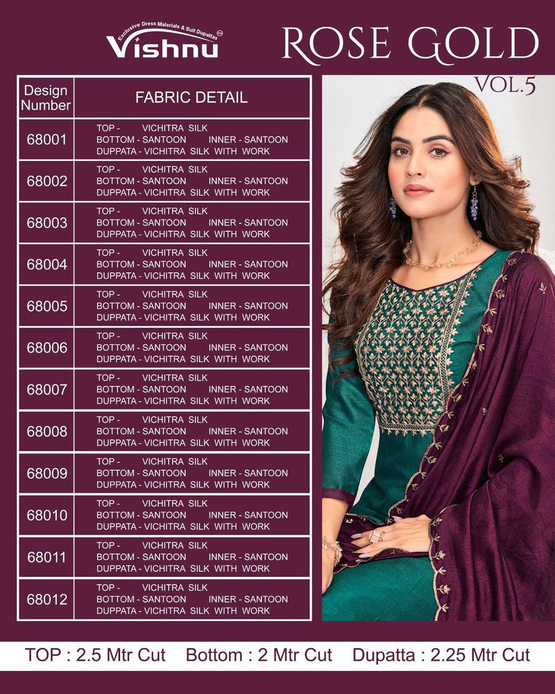 Vishnu Impex Rose Gold Vol 5 Vichitra Silk Fancy Designer Salwar Kameez