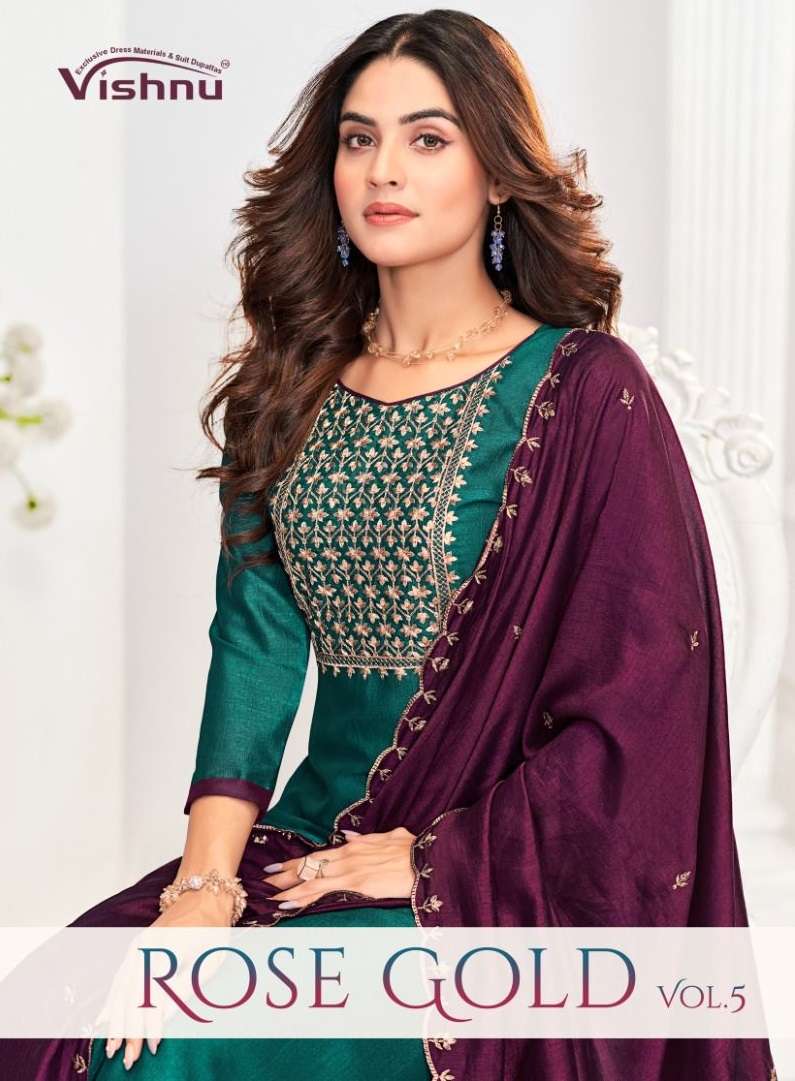 Vishnu Impex Rose Gold Vol 5 Vichitra Silk Fancy Designer Salwar Kameez