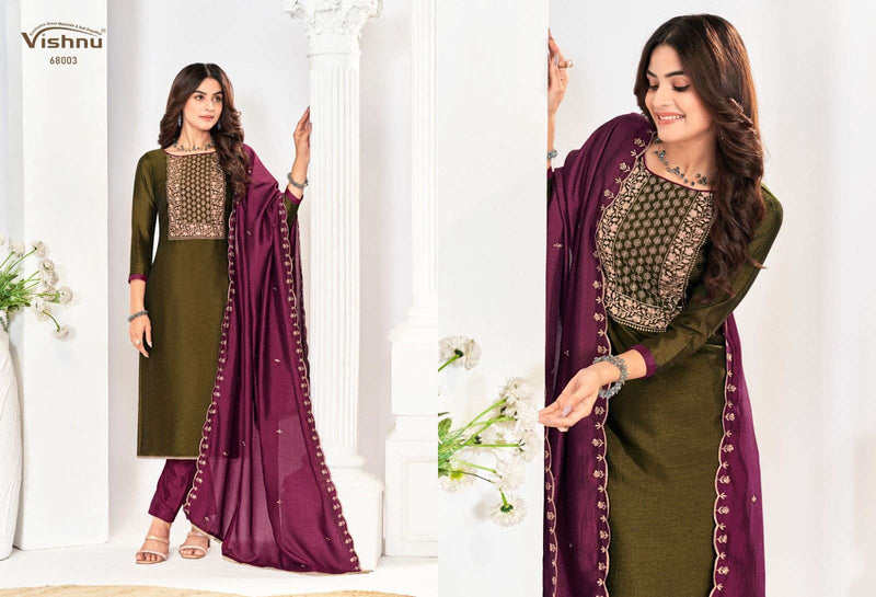 Vishnu Impex Rose Gold Vol 5 Vichitra Silk Fancy Designer Salwar Kameez