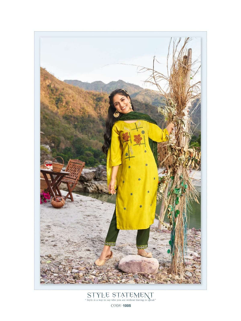 Wanna Present Imara Fancy Designer Thread Work Kurti With Pant And Dupatta Catalog