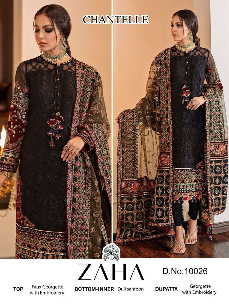Zaha D No 10026 Design Georgette With Heavy Embroidered Pakistani Suit