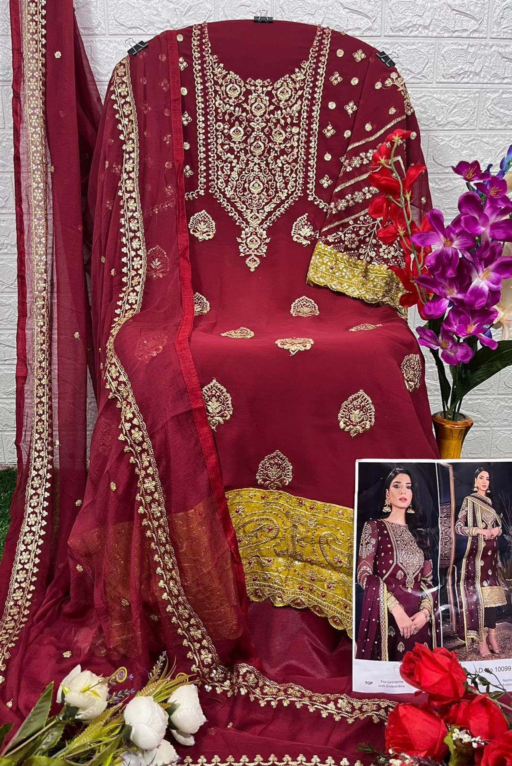 Pink Embroidered Chanderi Silk Readymade Salwar Suit -