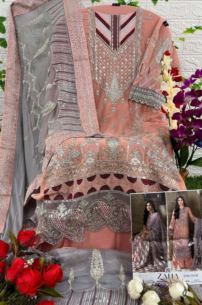 Zaha 10118 Designer Work Single Pakistani Suit