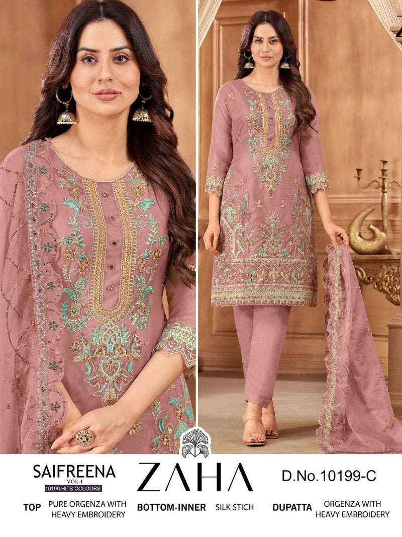 Zaha Saifreena Vol 1 10199 Hits Colours Designer Work Pakistani Readymade Salwar Kameez