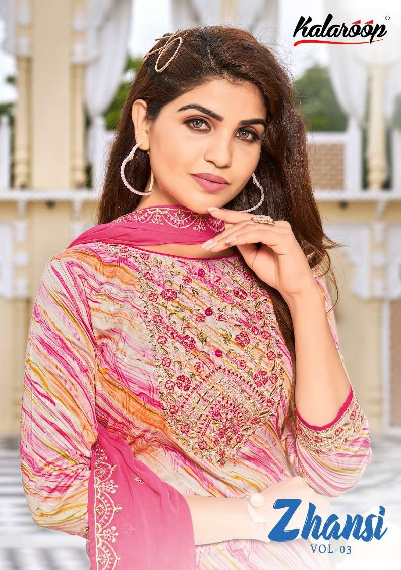 Kalaroop Zhansi Vol 3 Jaam Cotton With Embroidery Work Fancy Kurtis