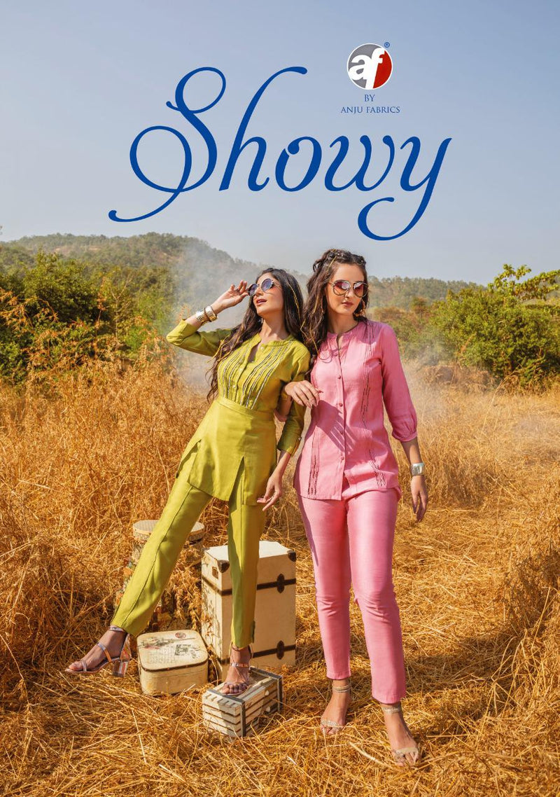 Anju Fabrics Showy Viscos Hand Work Partywear Designer Kurti