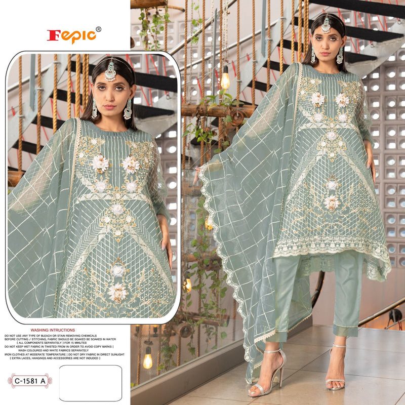 Fepic Rosemeen C 1581 Organza Embroidery Heavy Khatli Work Partywear Designer Salwar Kameez