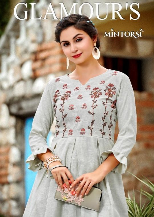 Mintorsi Glamours Kurti With Plazo Linen Special Pattern In Cotton