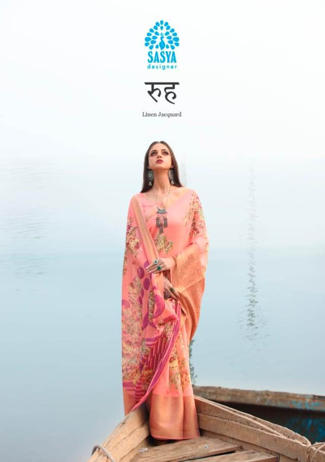 Sasya Designer Ruh Designer Digital Print Saree In Linen Cotton