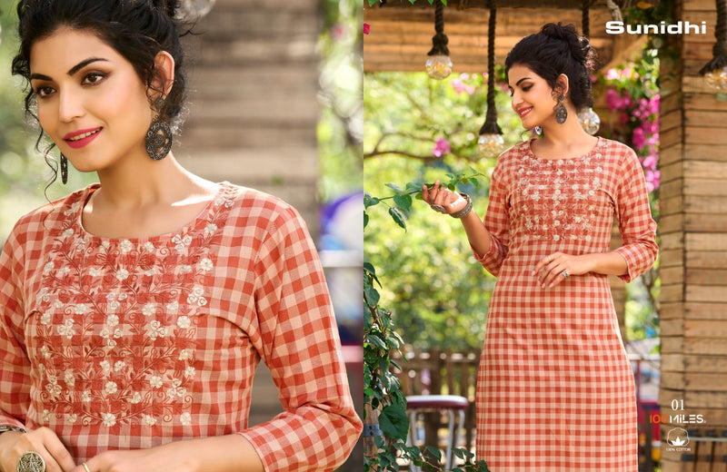 100 Miles Sunidhi Cotton With Printed Stylish Designer Casual Wear Kurti