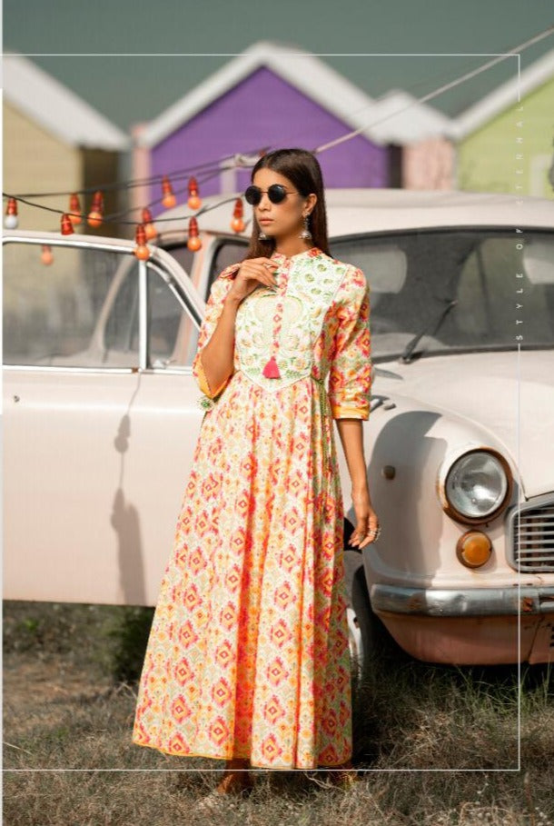 Psyna Pastel Story Rayon Classic Gown Type Kurtis