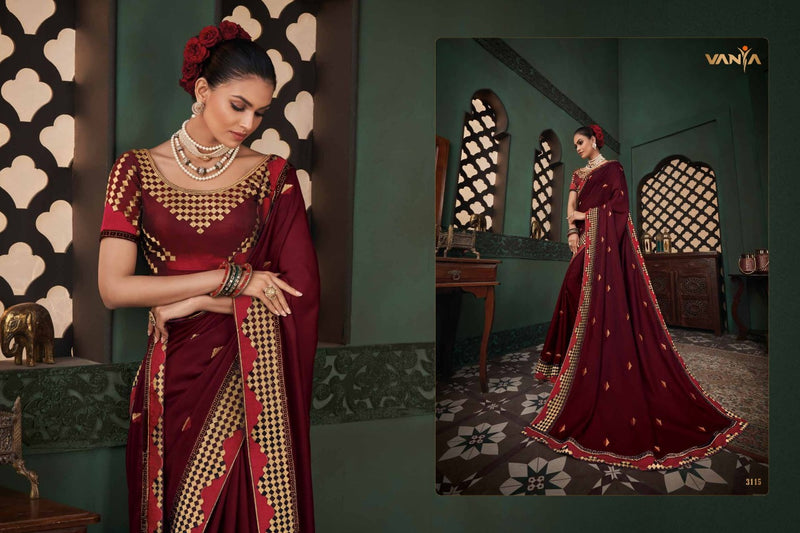 Vanya Vanya Dno 3115 Colendar Silk With Embroidery Stylish Designer Festival Look Saree
