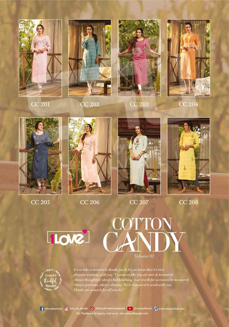 1 Love By S4u Cotton Candy Vol 2 Rayon Exclusive Designer Embroidery Work Readymade Casual Wear Kurtis