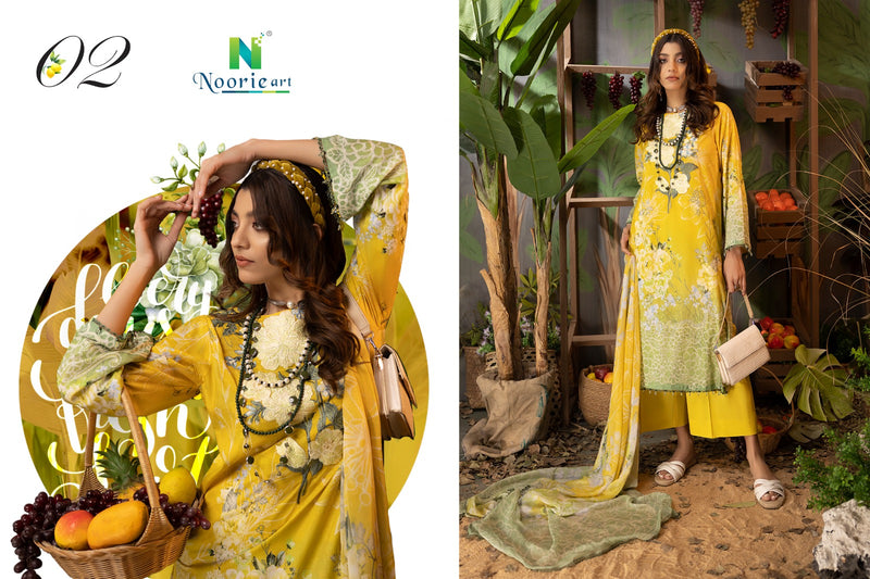 Noorie Art Libaas Pure Superior Cambric Cotton Digital Printed Neck Embroidery Pakistani Salwar Suit