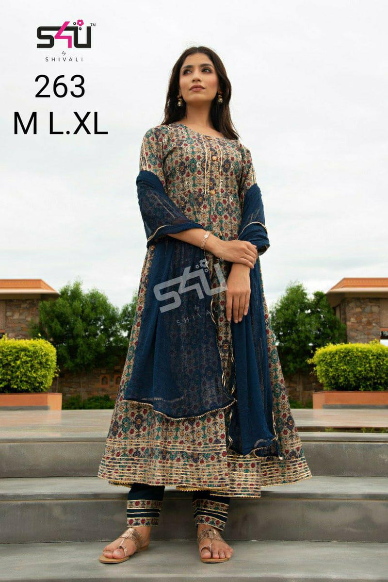 S4U Shivali 263 Fancy Printed Long Anarkali Style Party Wear Printed Kurtis