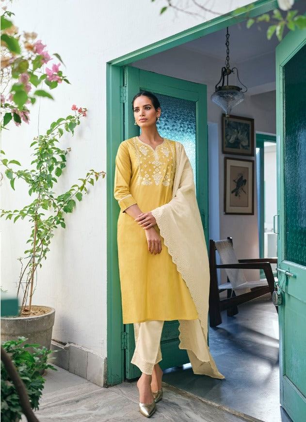 Lt Fabric Nitya Gulshan Pure Cotton With Regular Wear Long Kurtis