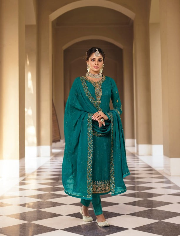 Meera Trendz Zisa Vol 67 Georgette Fancy Look Heavy Work Dupatta Salwar Suits