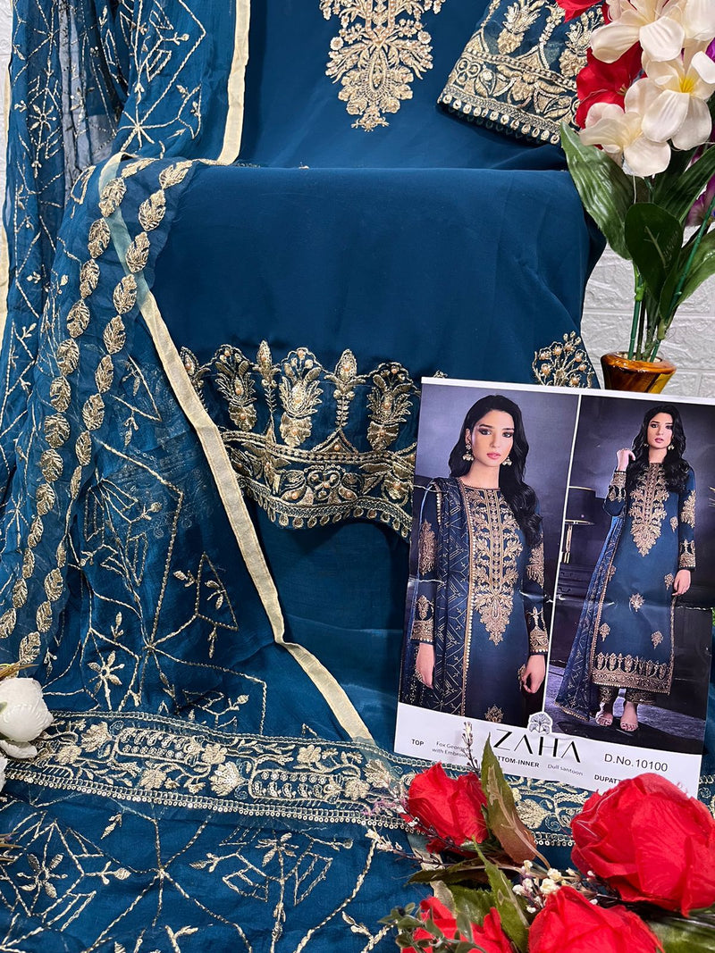 Zaha Khushbu Vol 3 Georgette Heavy Embroidered Pakistani Salwar Kameez