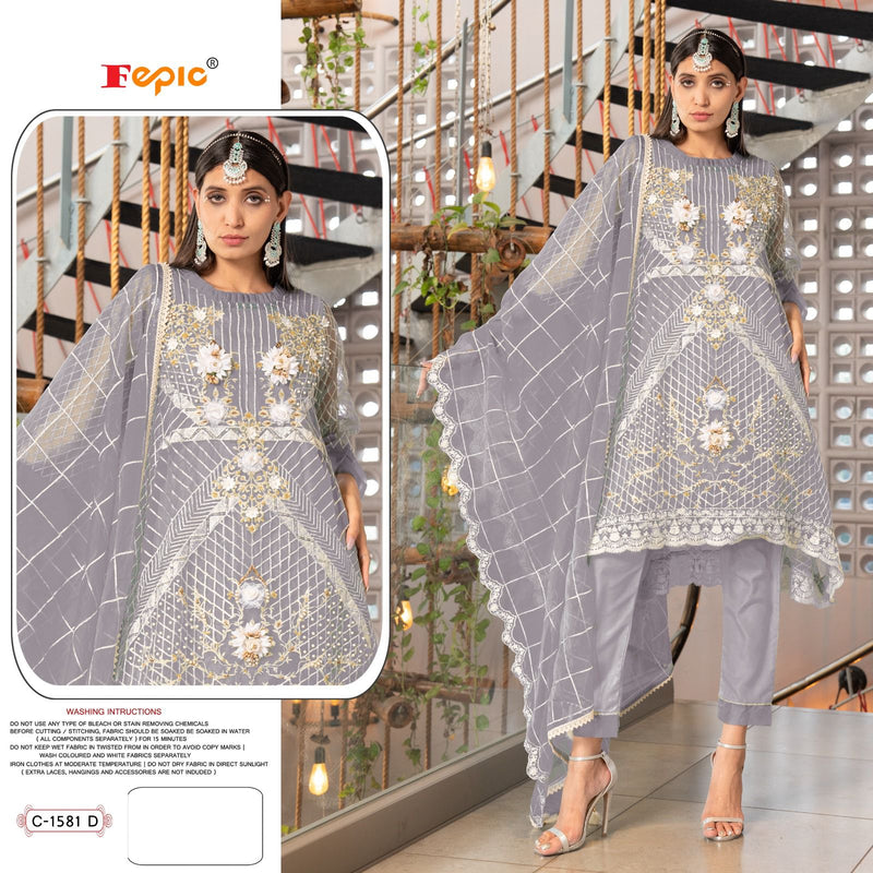 Fepic Rosemeen C 1581 Organza Embroidery Heavy Khatli Work Partywear Designer Salwar Kameez