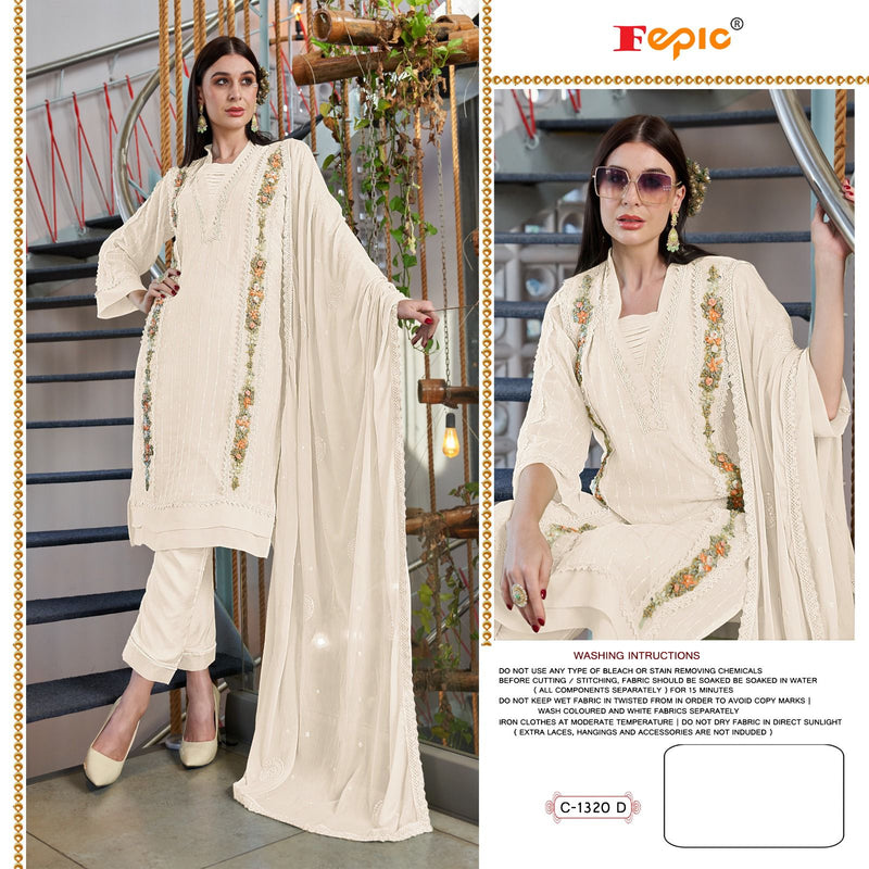 Fepic Rosemeen C 1320 Georgette Embroidered Heavy Khatli Work Pakistani Salwar Kameez