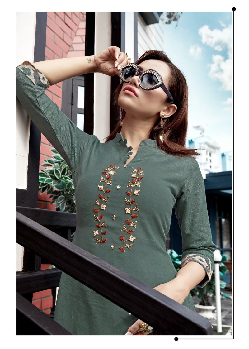 4 Colours Stylo Flex With Heavy Handwork Fancy Designer Kurtis And Pants In Viscose