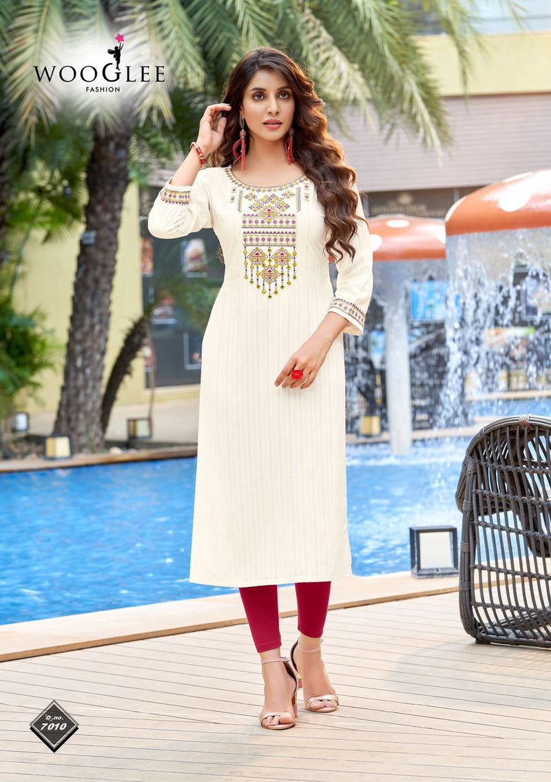 Wooglee 4 Ever Vol 3 Viscose With Fancy Work Stylish Designer Casual Look Kurti