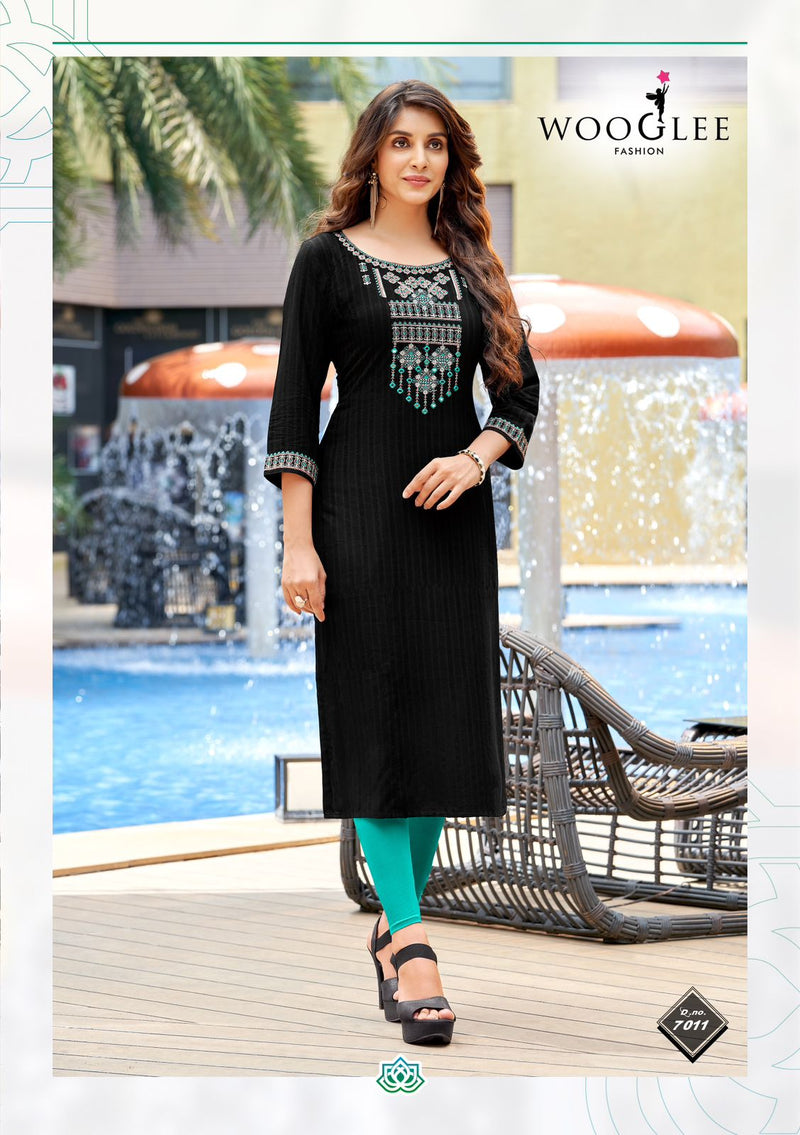 Wooglee 4 Ever Vol 3 Viscose With Fancy Work Stylish Designer Casual Look Kurti