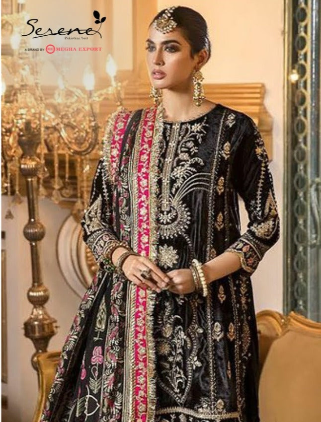 Serene Sapphire Faux Georgette Heavy Embroidered Work Pakistani Salwar Kameez