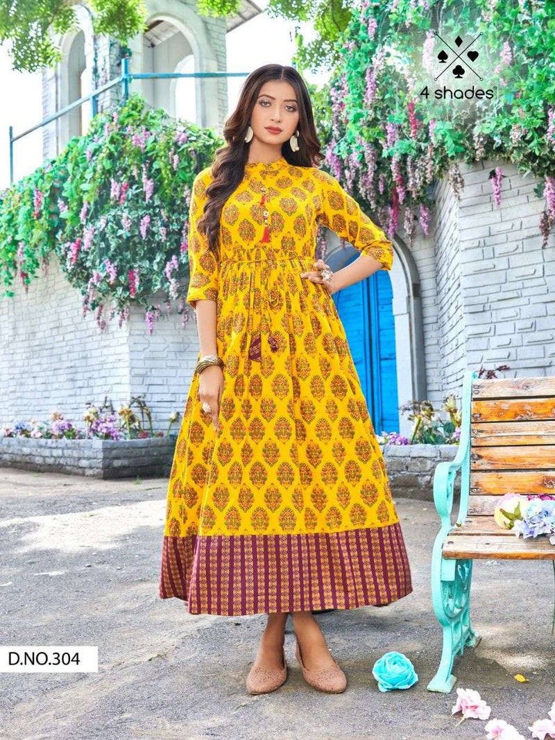 4 Shades Sundari Vol 3 Rayon Designer Printed Gown Stylish Kurti
