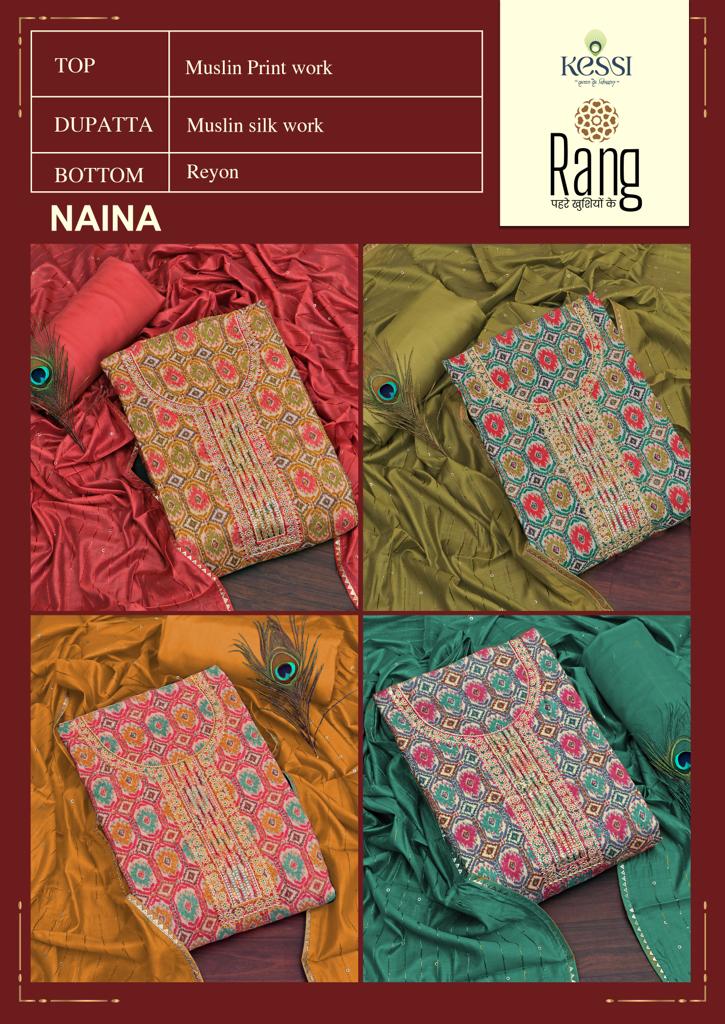 Rang Naina Pure Muslin Print Fancy Nack Work Printed Designer Salwar Kameez