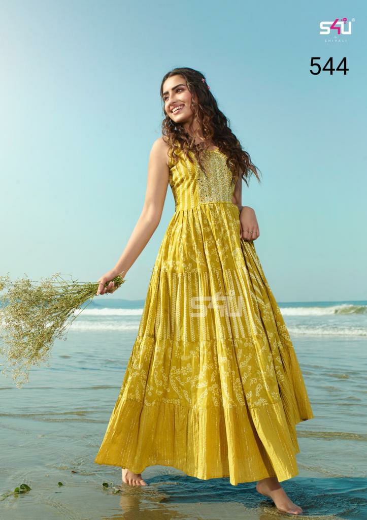 S4U Shivali 544 Fancy Designer Long Gown Type Party Wear Kurtis