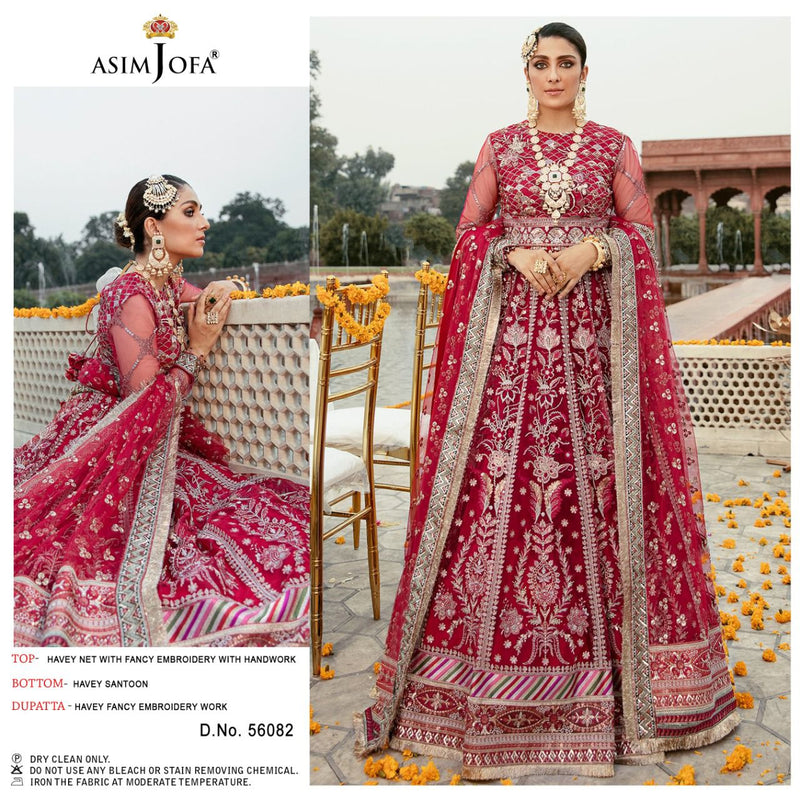 Asim Jofa 56082 Butterfly Net Designer Heavy Embroidered Wedding Wear Salwar Suits